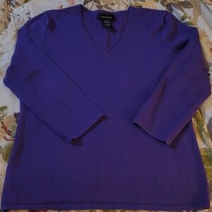 Women's Deep Purple V-Neck Sweater